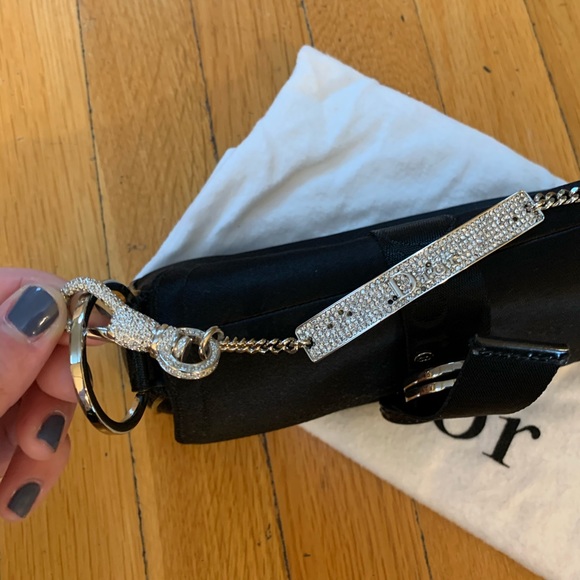 Dior black satin bag crystal embellished handle - Picture 11 of 15